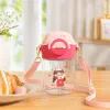 【CL】26Q3#5013 Water Cup with strap, cartoon girl thermochromic straw, children's water cup, summer cute sports Miffy Rabbit heat transfer pink transparent cup body details Picture